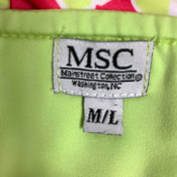MSC Pull On Stretch Skirt NWOT Lime Green Pink S M L Pull On Casual - Picture 3 of 5